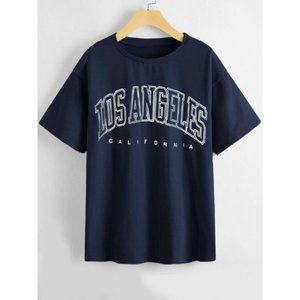 Letter Graphic Drop Shoulder Longline Tee